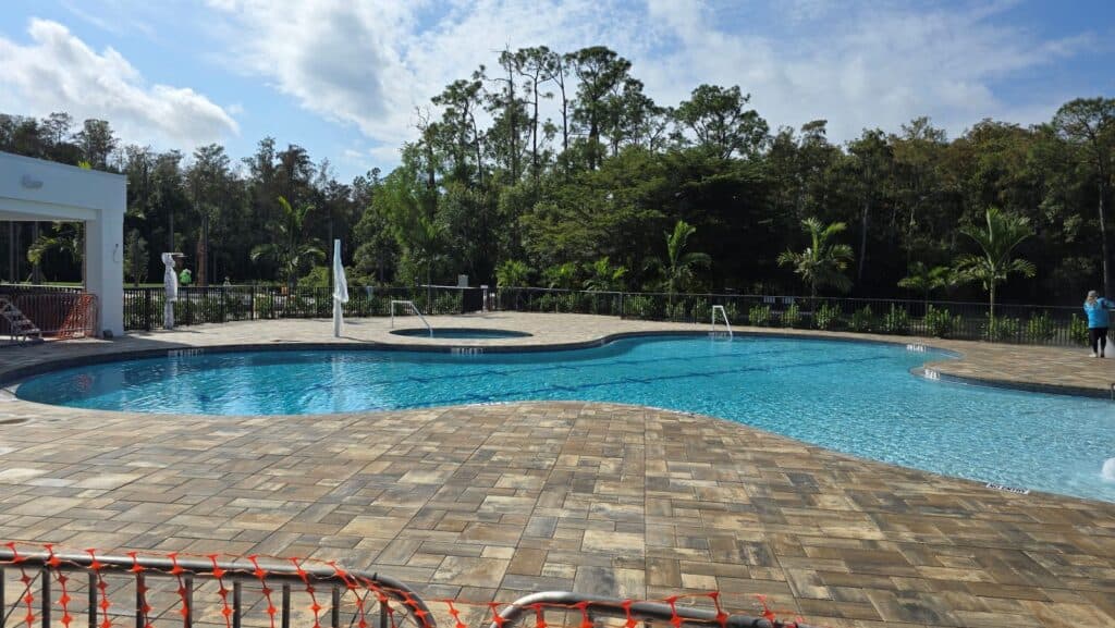 Commercial aluminum pool railing at the Lodge at Heritage Palms in Fort Myers Florida