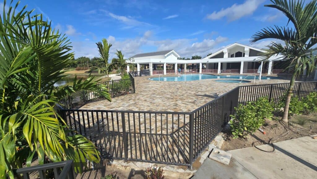 Commercial aluminum pool railing at the Lodge at Heritage Palms in Fort Myers Florida