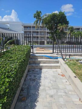 During the railing install process at Island Beach Club
