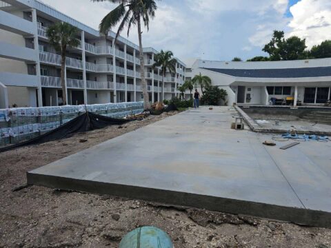 Commercial condo railing project before completion in Sanibel Island Florida