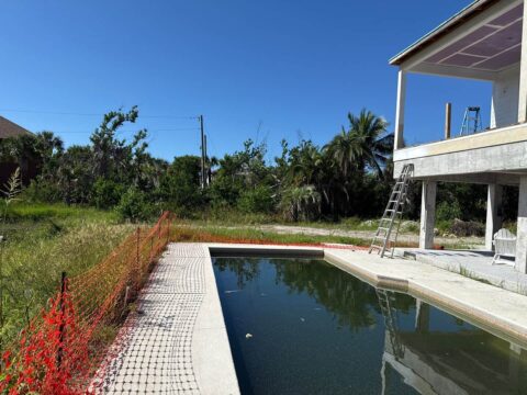 Swimming pool before aluminum screen enclosure installation Sanibel Island Florida